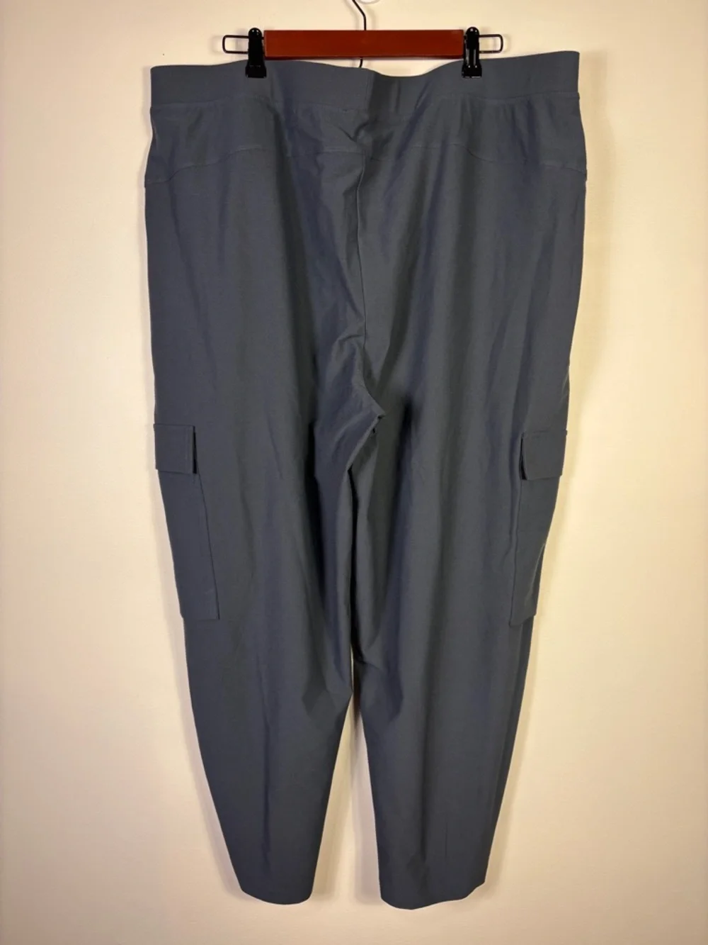 Eileen Fisher Pull-On Pants Blue Gray Cargo Pockets Elastic Waist Relaxed - Picture 2 of 7